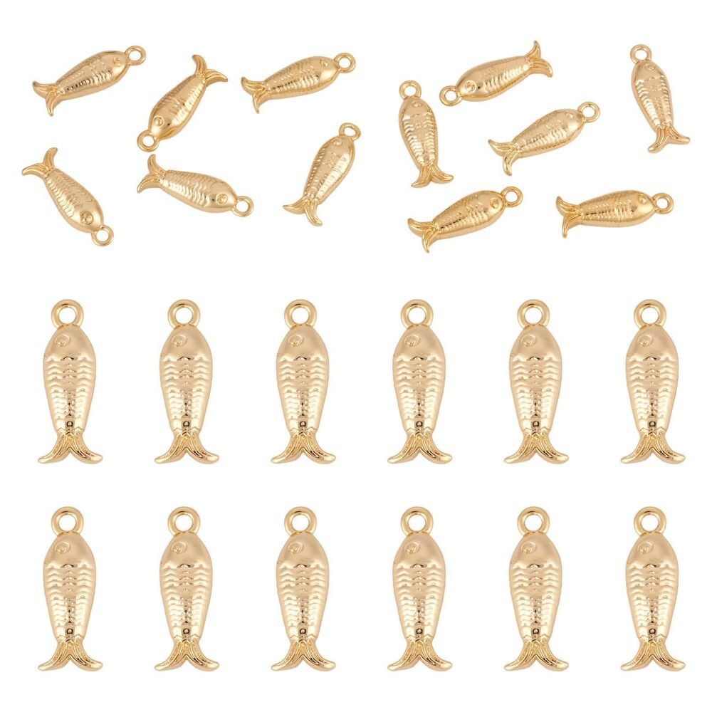 2594 12Pcs 18K Gold Plated Ocean Sea Animal Charms Cute Fish Dangle